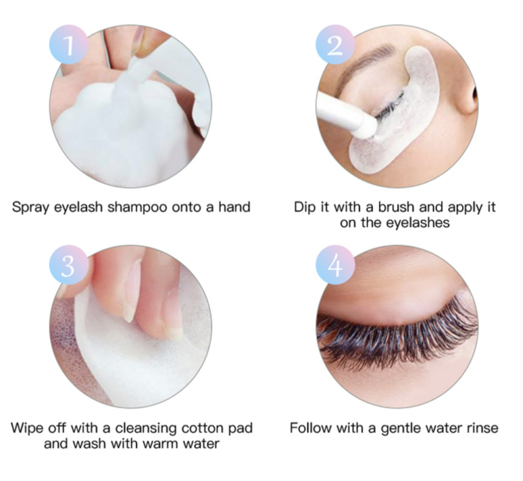 wash eyelash extension 