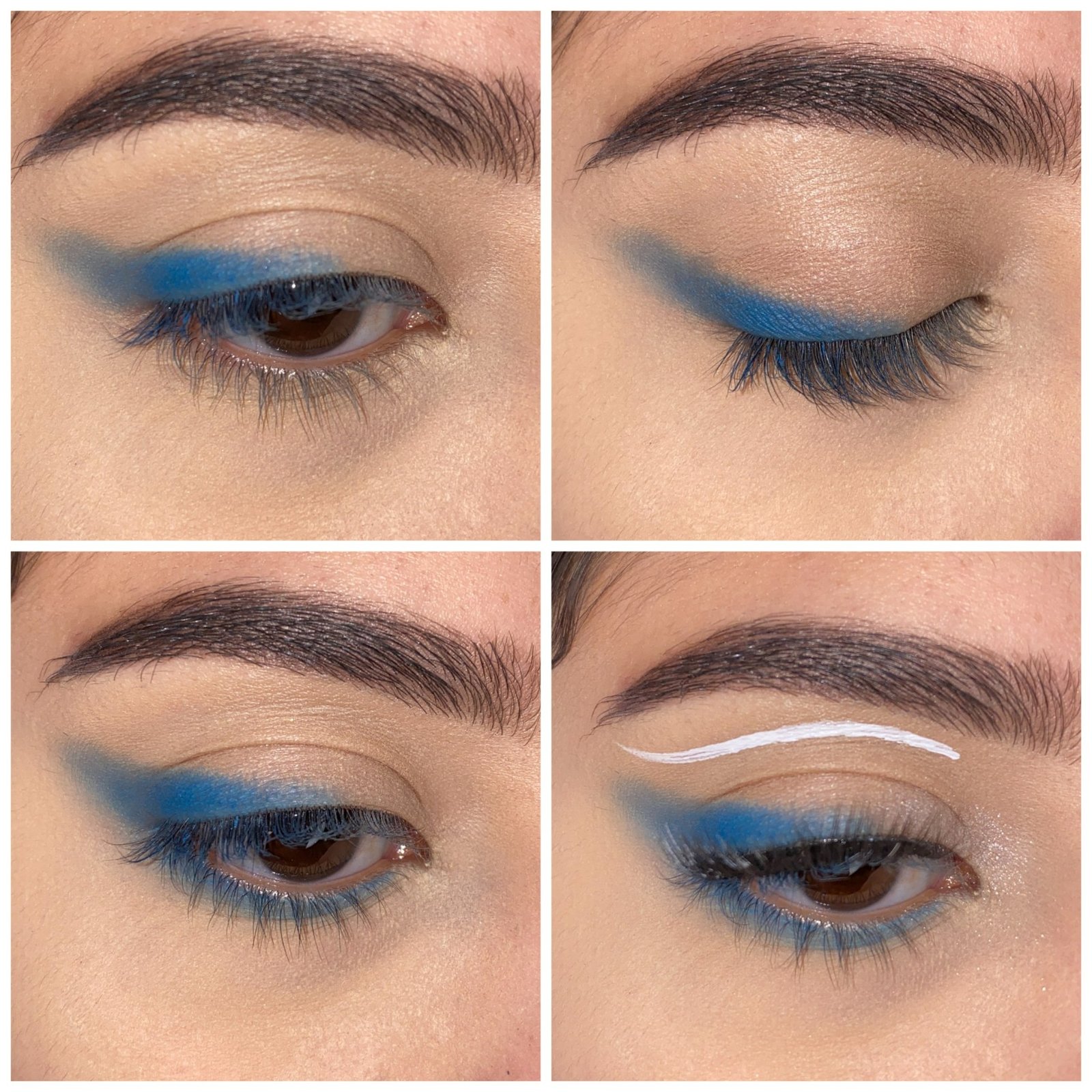 Blue and White Eyeliner look